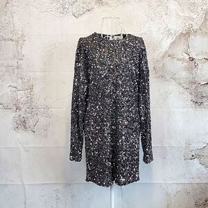 Aura fully sequined shift dress mini - Silver Women's Size S